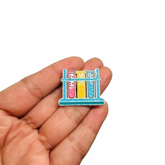 🤩Science Test Tubes Enamel Pin Lapel Badge Fun Lab Themed Accessory🤩 - Picture 2 of 5